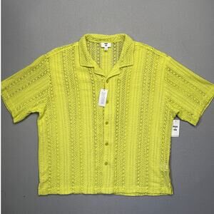 Mode of One Men's Crochet Relaxed  Camp Shirt Harvest Pear XL $50